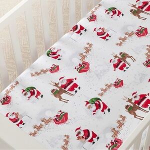 Pottery Barn Kids Heritage Santa Organic Crib Fitted Sheet